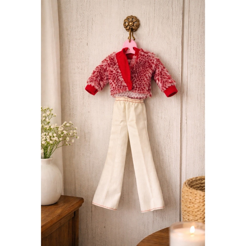 Vintage Topsy Flair Barbie Size Doll Outfit Faux Fur Jacket Pants Set